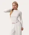 Mleczny Biały slim longsleeve z szwami