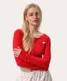 Skrócony longsleeve z zewnętrznymi szwami – czerwony