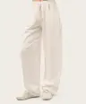 Mleczny Mleczne spodnie wide leg z dzianiny trzy-nitkowej
