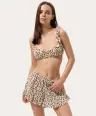 Beżowy Beżowa piżama z muślinu w leopardzi print