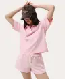 Różowy Różowa koszulka polo o luźnym kroju