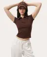 Czekoladowy Czekoladowa dopasowana koszulka polo