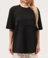 Czarny z czarną koronką Czarny t-shirt z czarną koronką