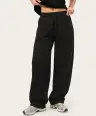 Czarny Czarne spodnie wide leg z dzianiny trzy-nitkowej