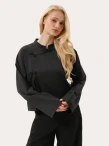 Czarna koszula w stylu azjatyckim - L