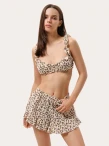 Beżowa piżama z muślinu w leopardzi print - M