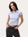 Chabrowa dopasowana koszulka polo - S