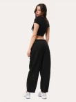 Czarny codzienne baggy spodnie - XS
