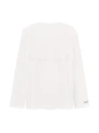 Biały oversize longsleeve z koronką na dekolcie