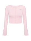 Skrócony longsleeve z zewnętrznymi szwami – różowy