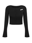 Skrócony longsleeve z zewnętrznymi szwami – czarny