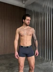 Grafitowe bokserki męskie ze sportową gumą