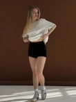 Krótkie czarne szorty z dzianiny trzy-nitkowej