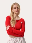 Skrócony longsleeve z zewnętrznymi szwami – czerwony