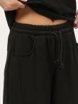 Czarne spodnie wide leg z dzianiny trzy-nitkowej