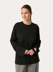 Oversize longsleeve z koronką na dekolcie