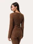 Dopasowany longsleeve z puszystej, teksturowanej koronki