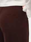 Czekoladowe spodnie wide leg z dzianiny trzy-nitkowej