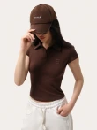 Czekoladowa dopasowana koszulka polo