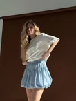 Niebieska mini spódnico-szorty