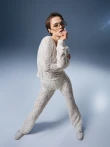 Dopasowany longsleeve z puszystej, teksturowanej koronki
