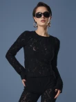 Dopasowany longsleeve z puszystej, teksturowanej koronki