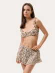 Beżowa piżama z muślinu w leopardzi print