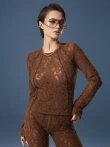 Dopasowany longsleeve z puszystej, teksturowanej koronki