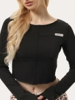 Skrócony longsleeve z zewnętrznymi szwami – czarny