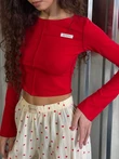 Skrócony longsleeve z zewnętrznymi szwami – czerwony