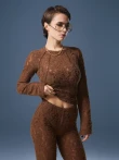 Dopasowany longsleeve z puszystej, teksturowanej koronki