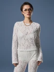 Dopasowany longsleeve z puszystej, teksturowanej koronki
