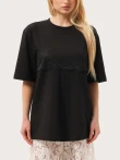 Czarny t-shirt z czarną koronką