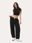 Czarny codzienne baggy spodnie - XS