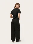 Czarne spodnie wide leg z dzianiny trzy-nitkowej
