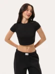 Czarny codzienne baggy spodnie - XS