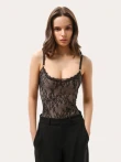 Czarne koronkowe body