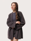 Domowy komplet trzyczęściowy z ocieplanej frotte: kimono, koszulka i szorty