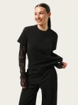 Longsleeve z koronkowymi rękawami i haftem