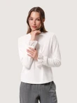 Minimalistyczny longsleeve z koronką na rękawach