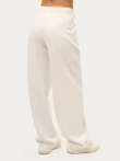 Mleczne spodnie wide leg z dzianiny trzy-nitkowej