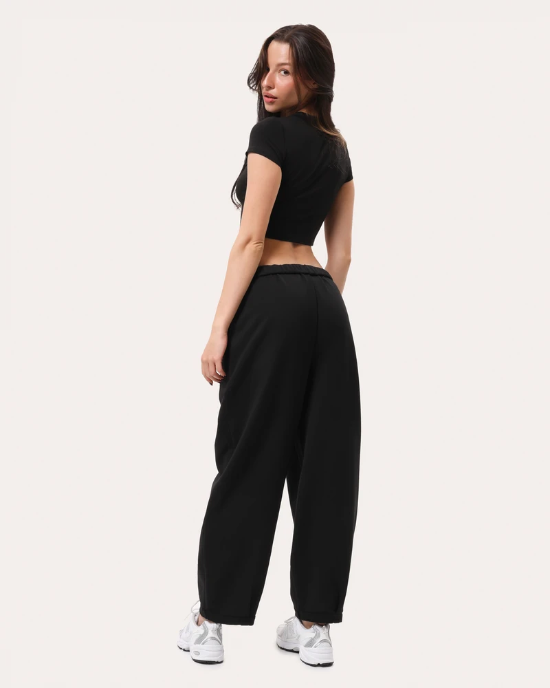 Czarny codzienne baggy spodnie - XS