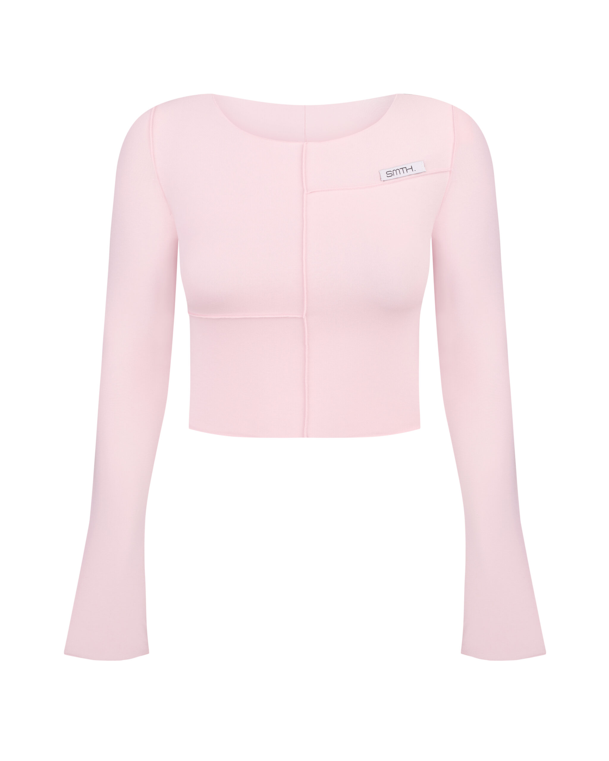 Skrócony longsleeve z zewnętrznymi szwami – różowy