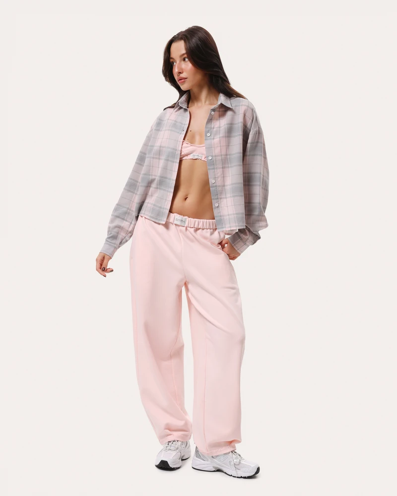 Różowy codzienne baggy spodnie - XS
