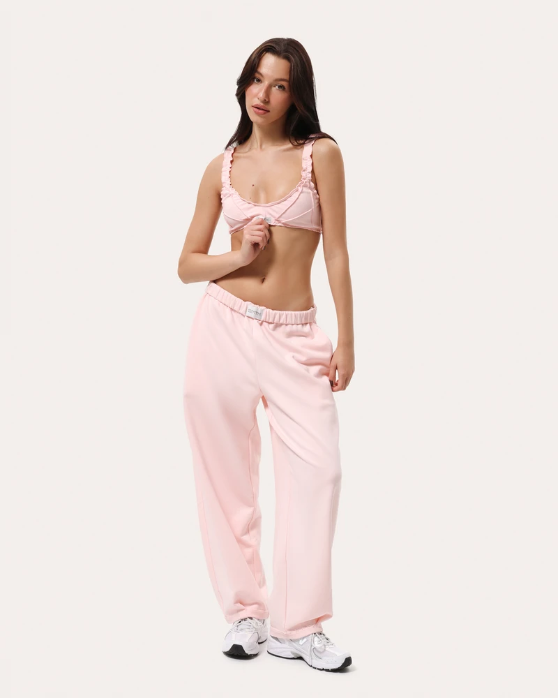 Różowy codzienne baggy spodnie - XS