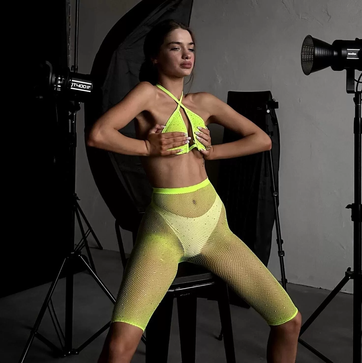 Siateczkowy komplet z legginsy rowerowe - One size