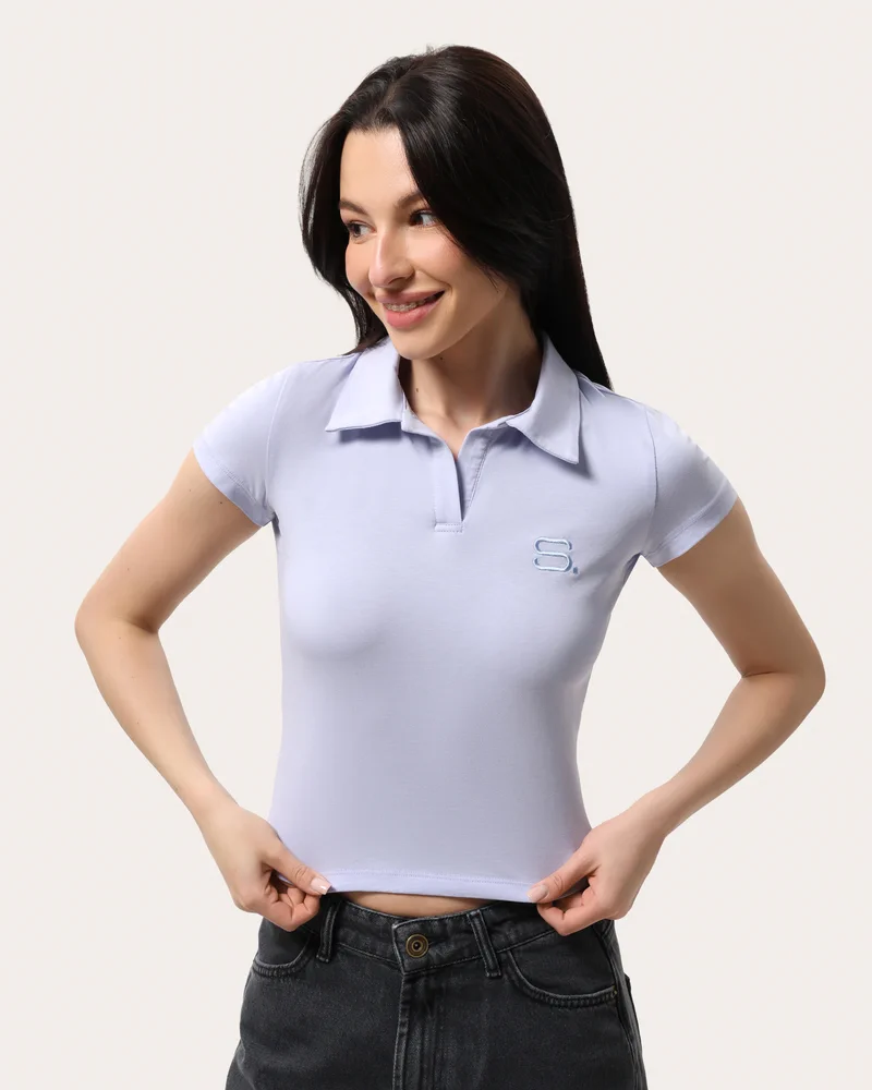 Chabrowa dopasowana koszulka polo