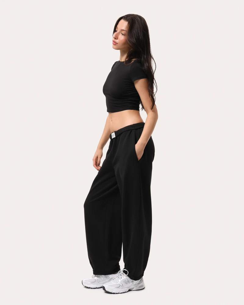 Czarny codzienne baggy spodnie - XS