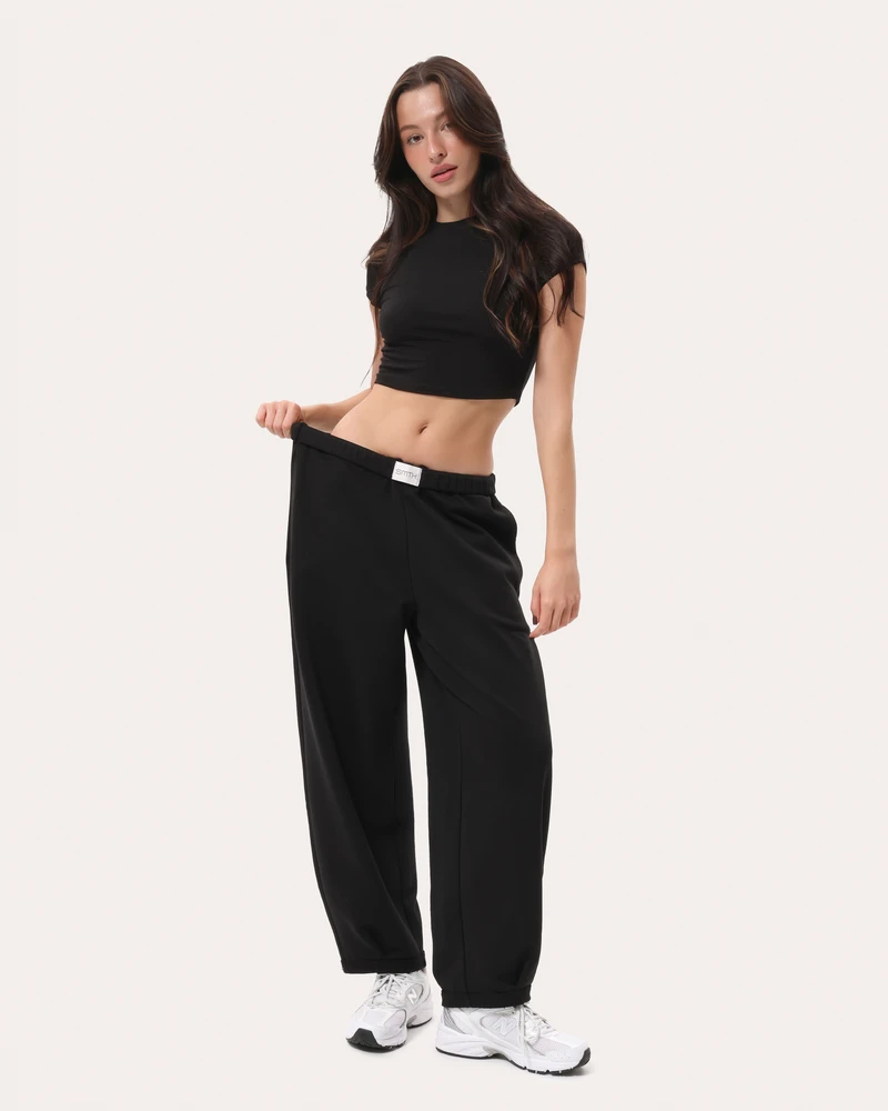 Czarny codzienne baggy spodnie - XS