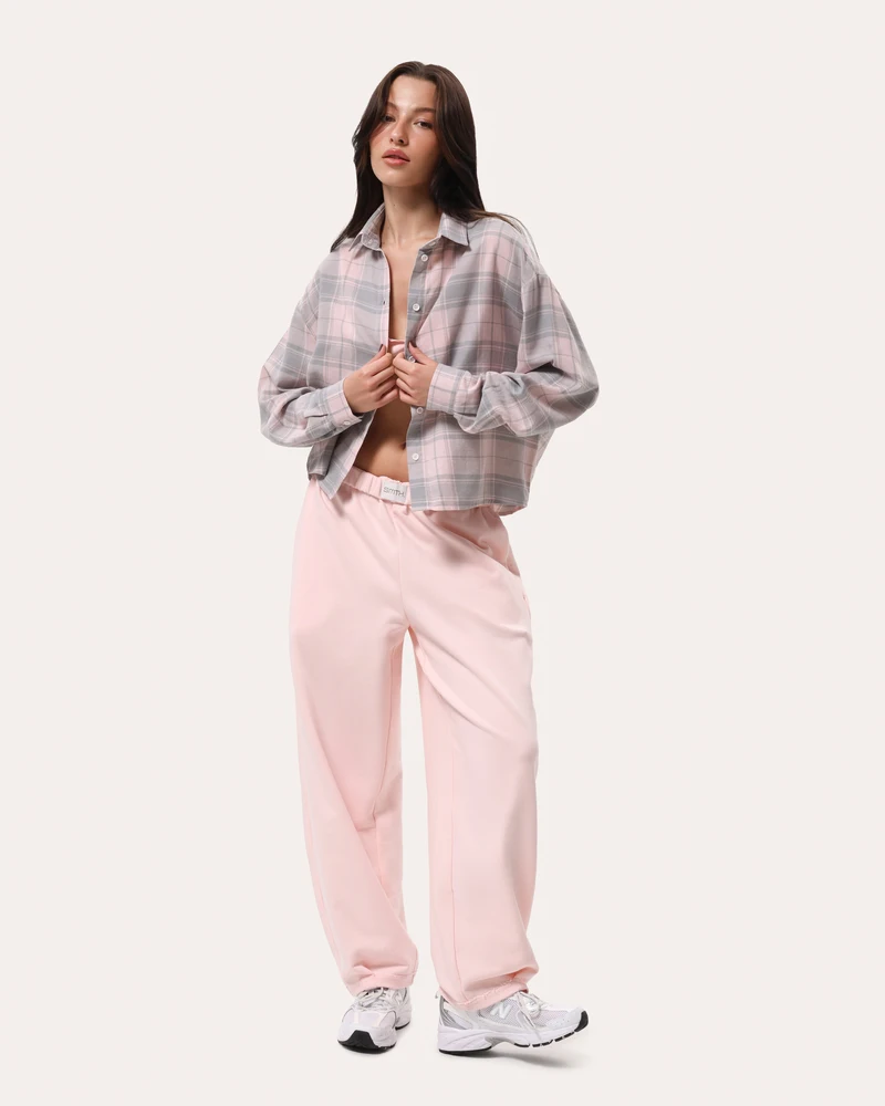 Różowy codzienne baggy spodnie - XS